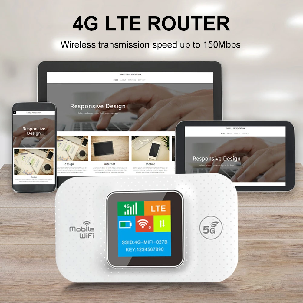SIM 카드 슬롯이 있는 4G LTE 모바일 와이파이 라우터, 150Mbps 휴대용 와이파이 라우터, 홈 오피스 RV 캠핑용 무선 와이파이 모뎀, 3000mAh