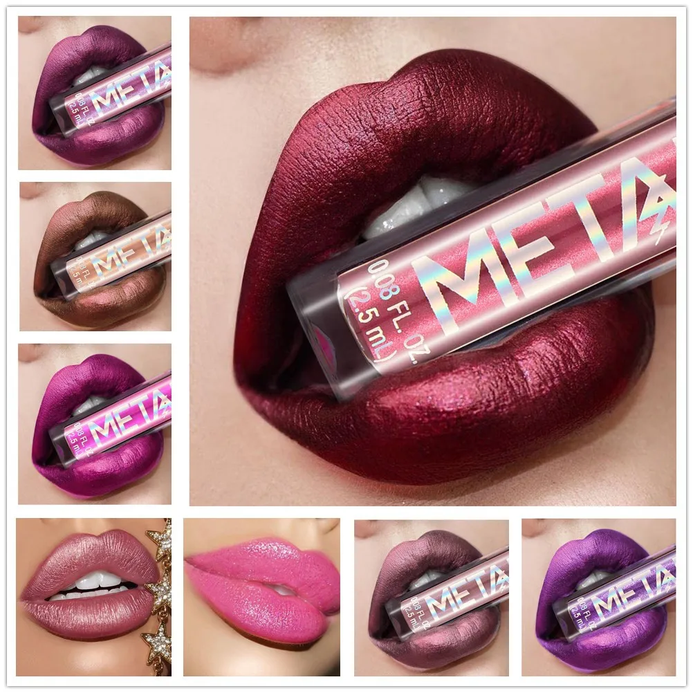 12 engbo Metallic Liquid Lipstick Lip Gloss tazza Non appiccicosa lucidalabbra impermeabile a lunga durata trucco perlescente Makeups all'ingrosso