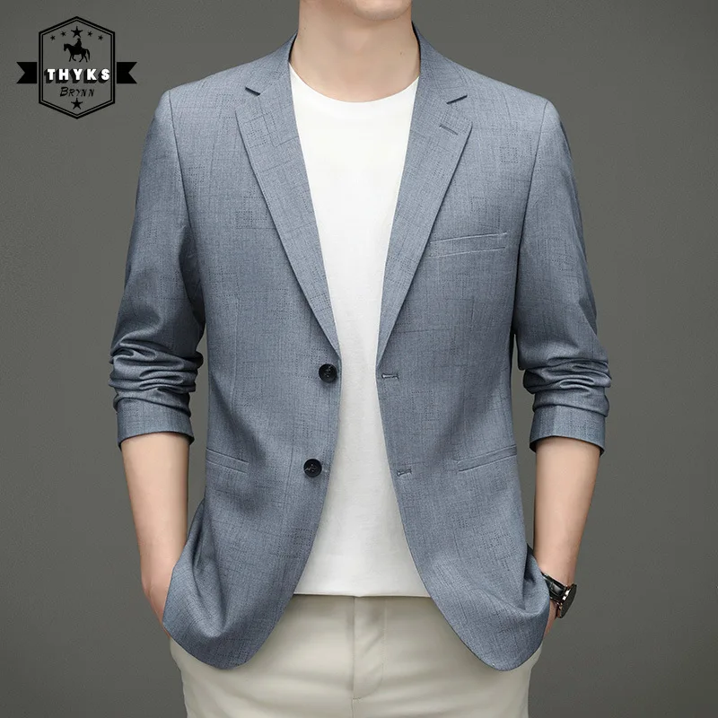 

Plaid Blazers for Men Formal Jacket Slim Business Casual Daily Suit Outwear Luxury Wedding Coats Spring Autumn Korean Outfits