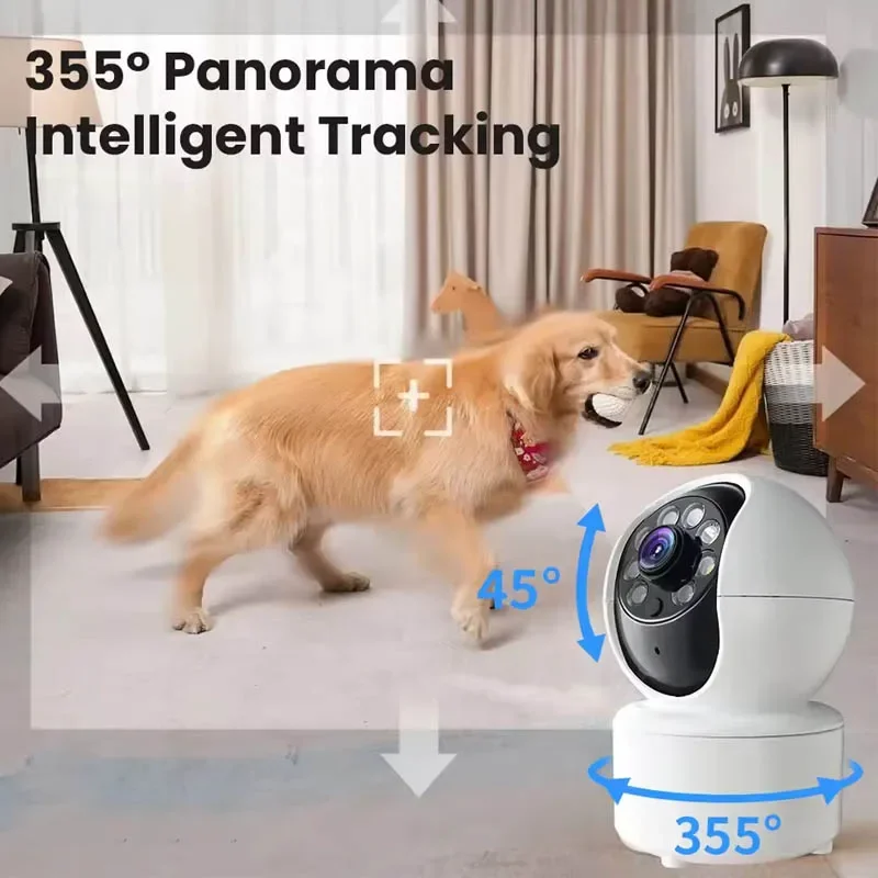 كاميرا واي فاي 4K 8MP لأمن المنزل تدعم لون الصوت في اتجاهين للرؤية الليلية تنبيهات تتبع الإنسان كاميرا مراقبة الطفل الداخلية