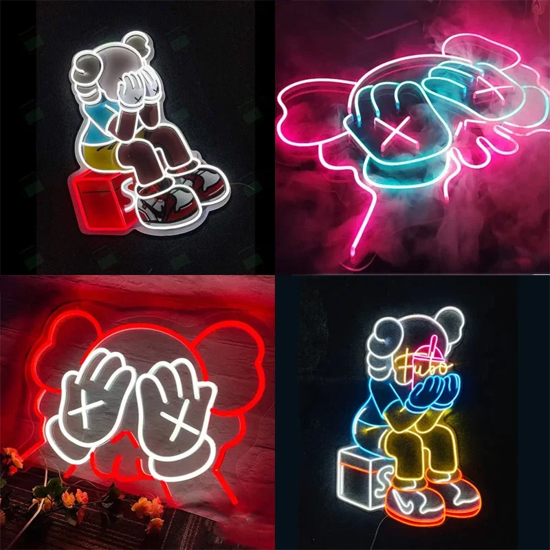 Lampu Neon warna-warni kustom tanda Neon lampu Neon akrilik lampu Neon bercahaya karakter papan reklame Led untuk bisnis atau Dekorasi