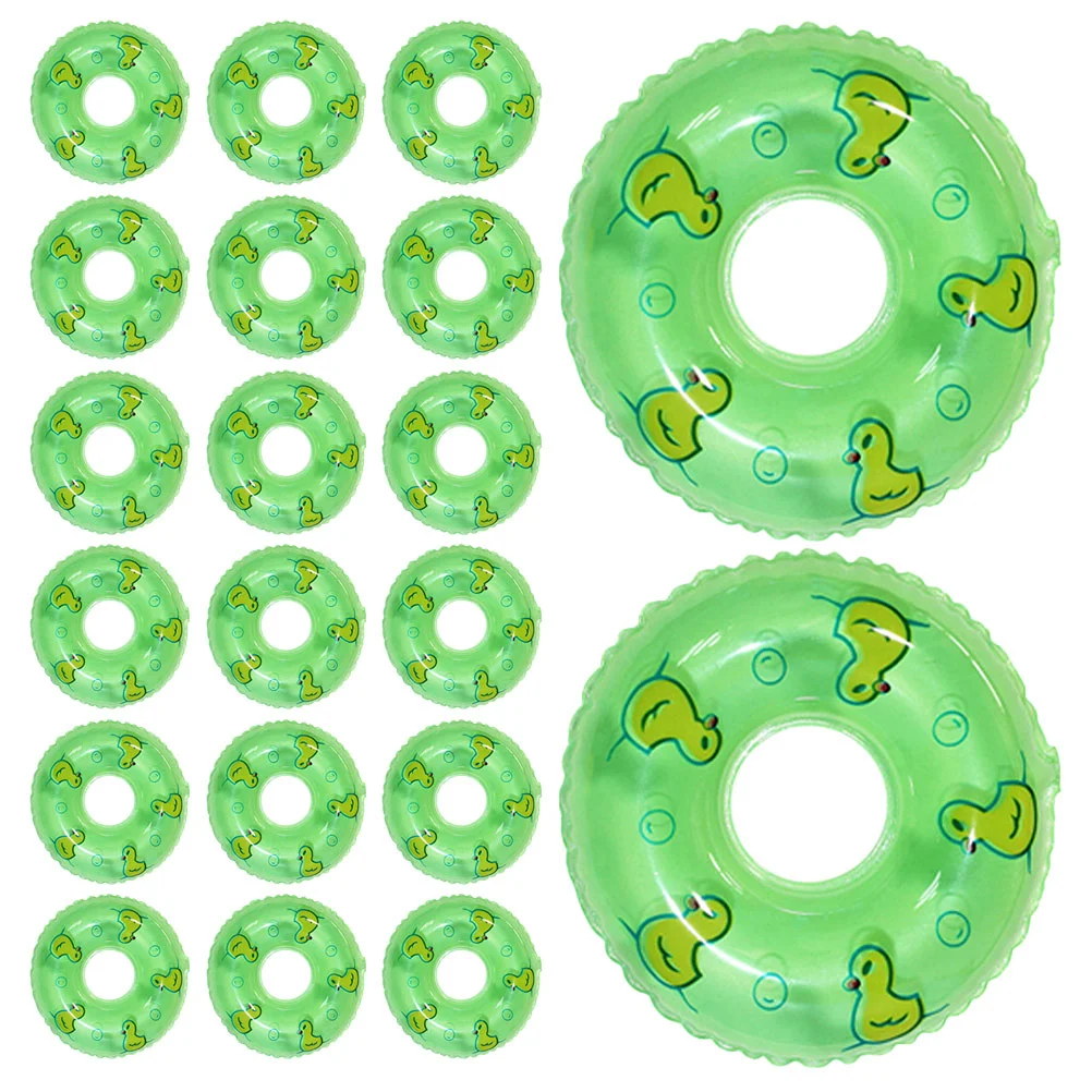 

20 Pcs Duckling Swimming Ring Mini Adorns Miniature House Decors Inflatable Dolls Ornaments Small Rings