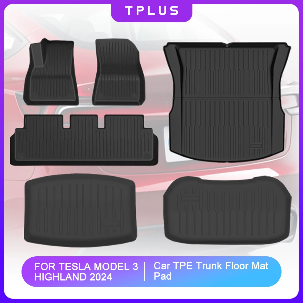 

For Tesla Model 3 Highland 2024 TPE Floor Mats All Weather Trunk Mats Floor Mat Model 3+ Waterproof Non-Slip Cargo Liners Pad