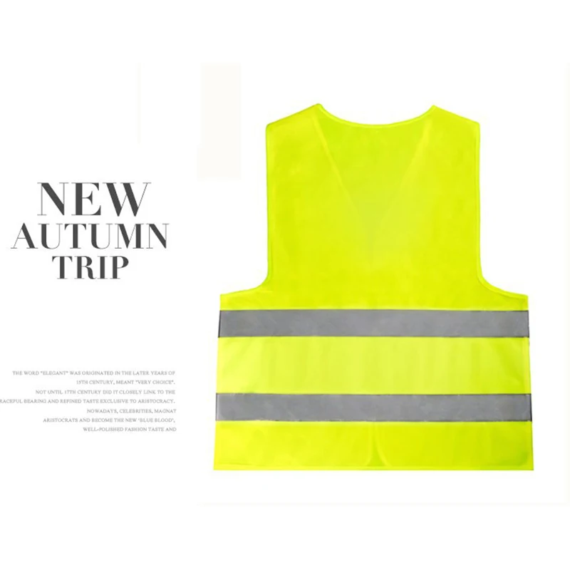 High Visibility Yellow Vest Reflective Safety Workwear for Night Running Cycling Man Night Warning Working Clothes Fluorescent