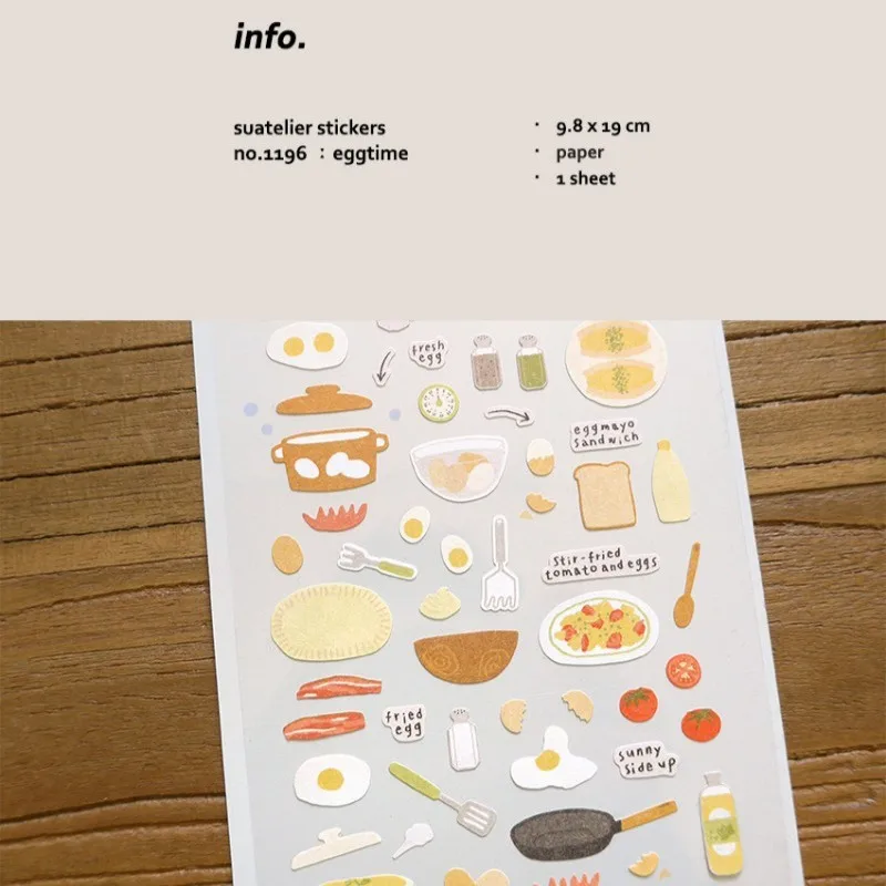 Korean Import Suatelier Eggtime Breakfast Paper Sticker Scrapbook Decoration Stationery DIY Stickers School Office Supply 1196