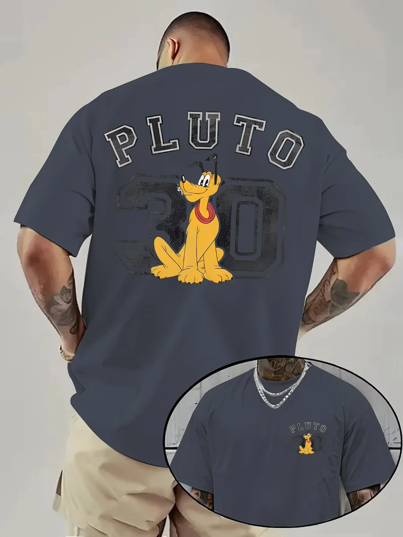 ديزني بلوتو تي شيرت مطبوع الرجال موضة الاتجاه الأعلى للرجال والنساء جميع المواسم القطن طاقم الرقبة قصيرة الأكمام