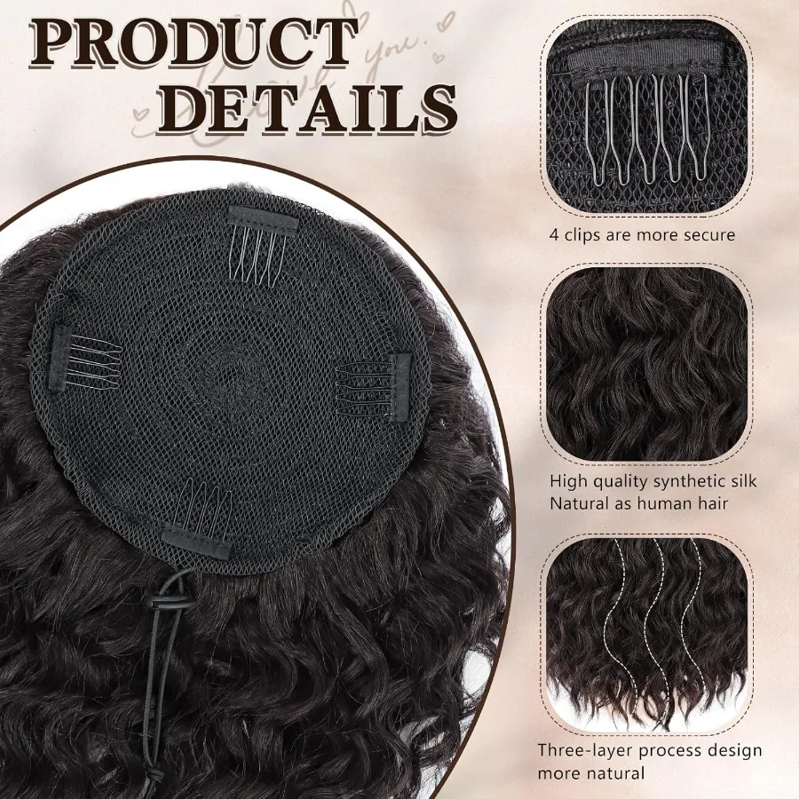 قطعة شعر مموجة برباط على شكل ذيل حصان بطول 8 بوصة للنساء ذوات البشرة السمراء، وصلة شعر صناعية سميكة وناعمة ذات مظهر طبيعي مثالية لداي