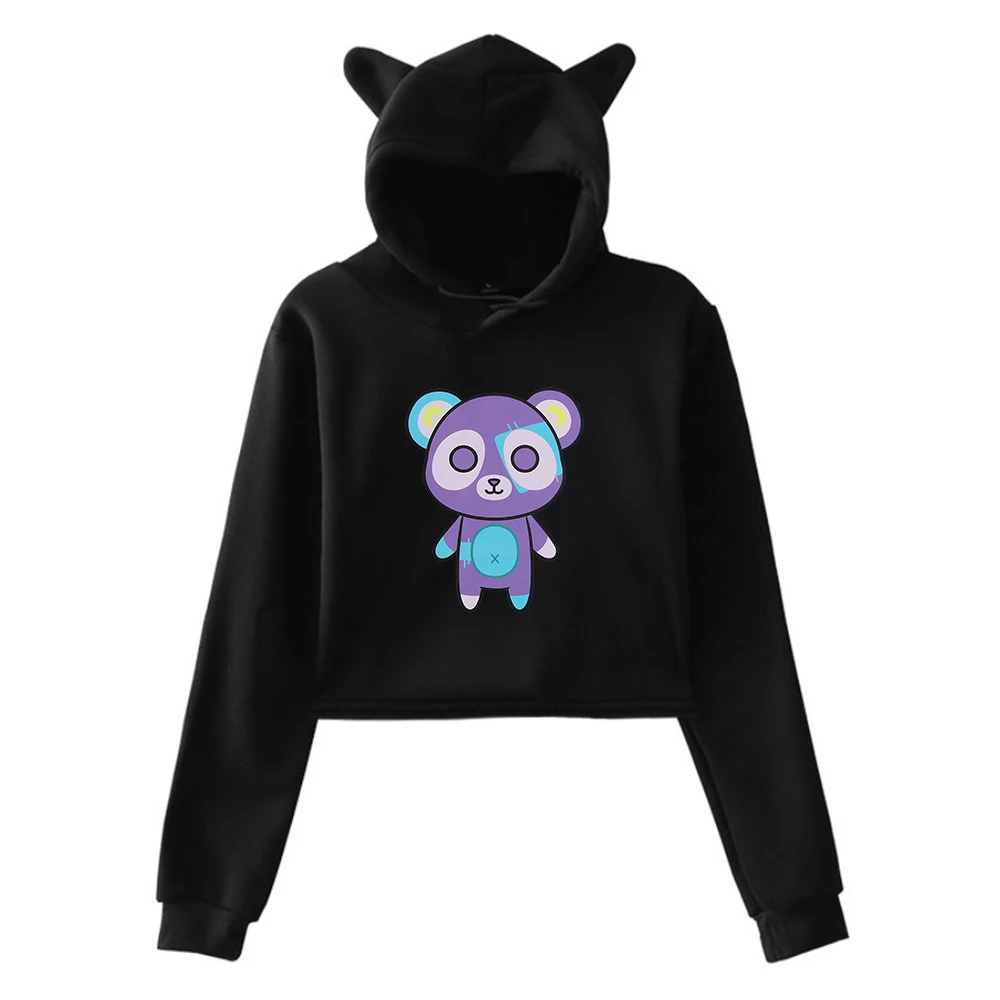 

ItsFunneh Krew District Merch пуловер с кошачьими ушками Толстовка с длинным рукавом женский короткий топ Женская одежда