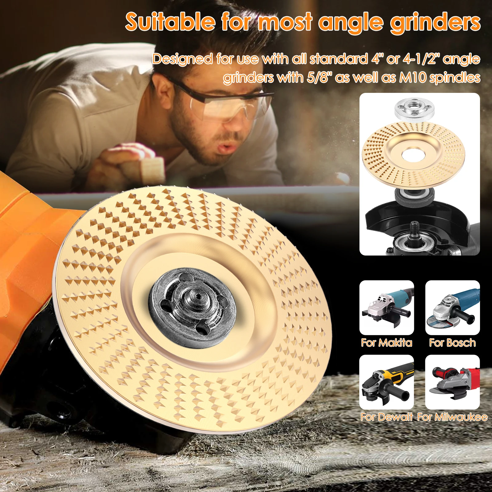 9Pcs Wood Grinding Polishing Wheel Rotary Disc Angle Grinder Wood Carving and Rotary Burr Rasp Set Abrasive Disc Tools