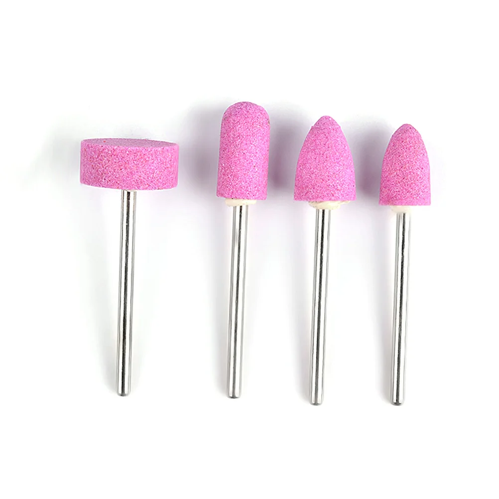 12 Pcs Quartz Grinding Head Nail Files Drill Bit Tools Polisher Manicure Pink Supplies