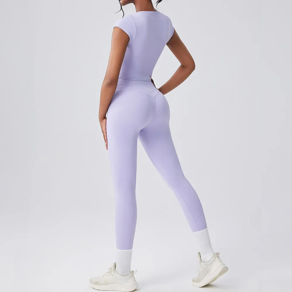 طحن اليوغا مجموعة الرياضة اللياقة البدنية عالية الخصر التجفيف السريع السراويل الرياضية تي شيرت الجري الصالة الرياضية السراويل طماق ملابس رياضية لليوجا للنساء