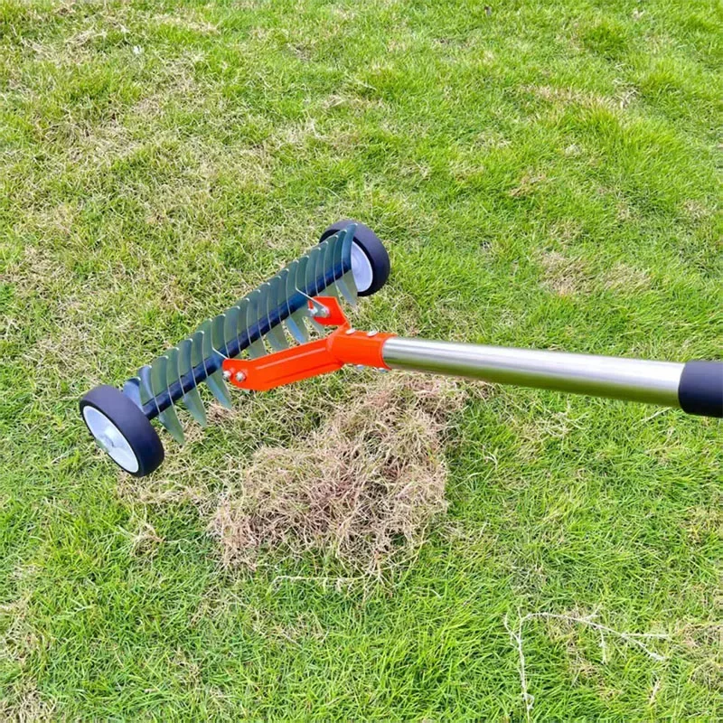 Weeding Roller Rake Gardening Lawn Leveling Rakes Adjustable Garden Sharp Deciduous Leaf Rakes Courtyard Descaling Wheel Rake