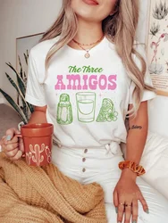 Printed Tequila Lime and Sunshine Pattern Women's Basic Printed T-Shirt Fashion Top Fun Trend 90s Summer Casual Style T-Shirt