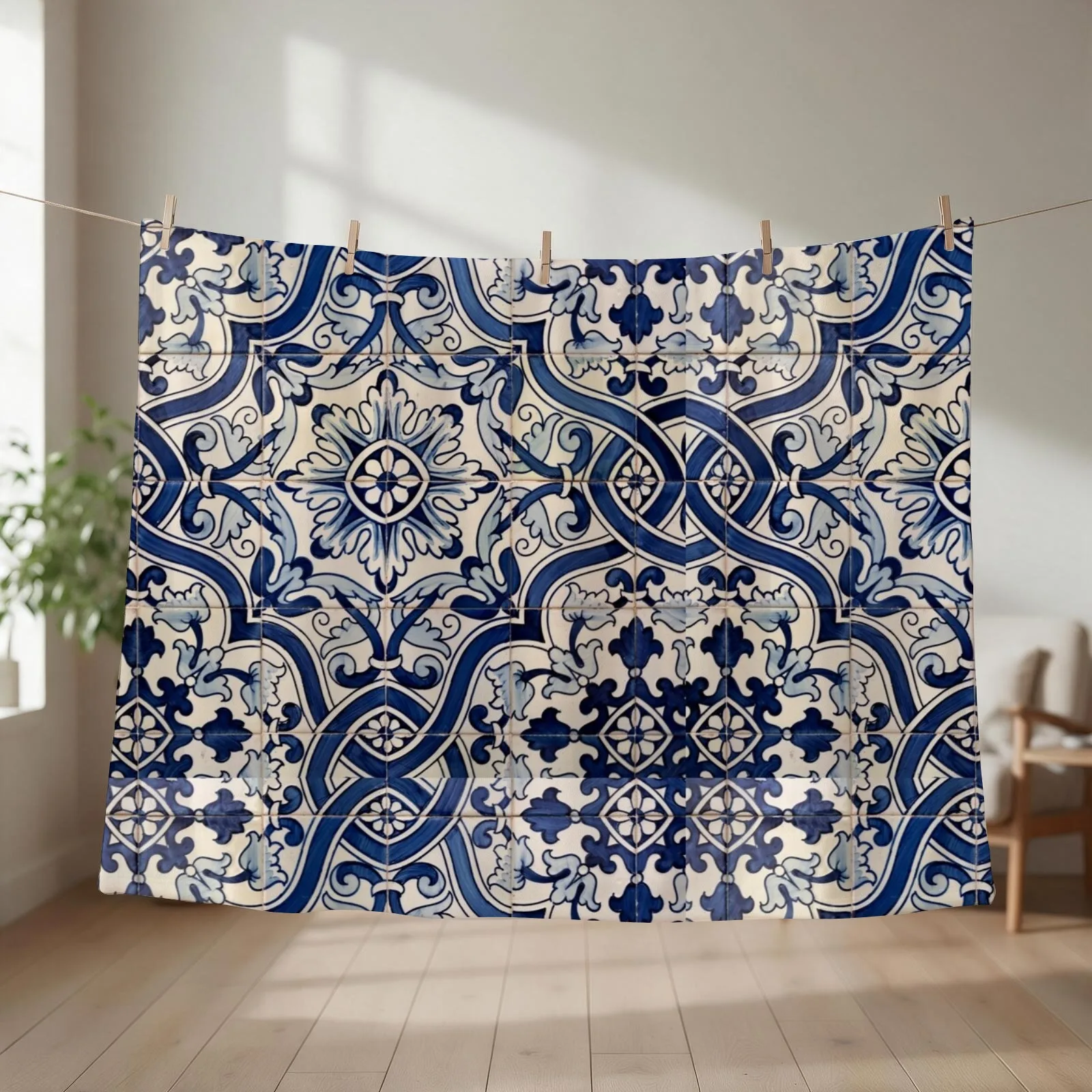 Beautiful Blue Portuguese tile - Azulejo Throw Blanket Thin Sofas Luxury Throw Loose Blankets