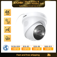 ZOSI 4K PoE IP Camera H.265+ 8MP 5MP HDR Add-on Camera AI Human Detect 100ft Night Vision IP66 Outdoor Video Surveillance Camera