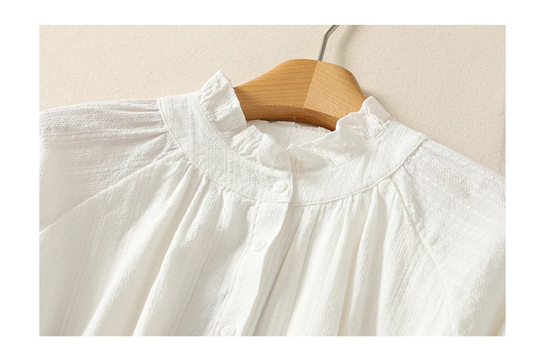 Damskie bluzki w stylu chińskim, jednolite kolory, koszule vintage, modne luźne letnie ubrania, długi rękaw, bawełniano-lniane damskie topy.