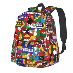 Countryball Cartoon Backpack Male Countries Earth Cute Large Backpacks Polyester Casual High School Bags Daily Designer Rucksack