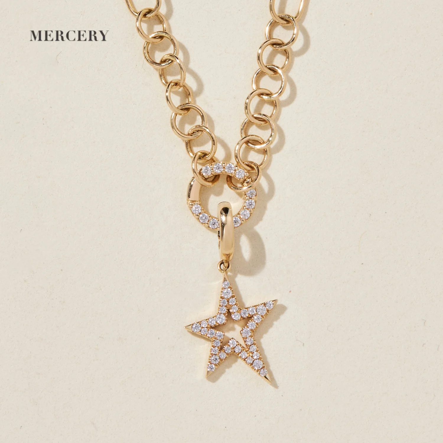 Mercery ODM 14k Gold Star Shape Pendant Diamond Five-Pointed Star Charm For Jewelry Making Necklace Bracelet Earrings DIY