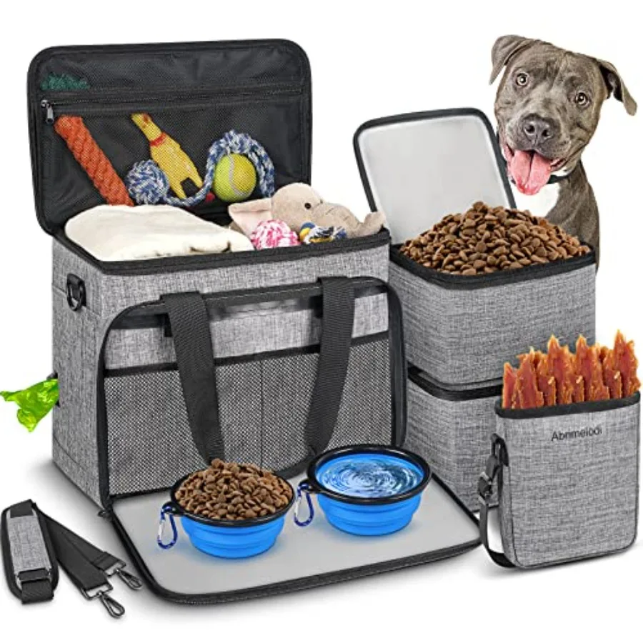 

6 Set Dog Travel Bag Large Pet Travel Kit for Supplies Includes 2 Food Containers 1 Travel Organizer for Dogs 2 Collapsible Bow