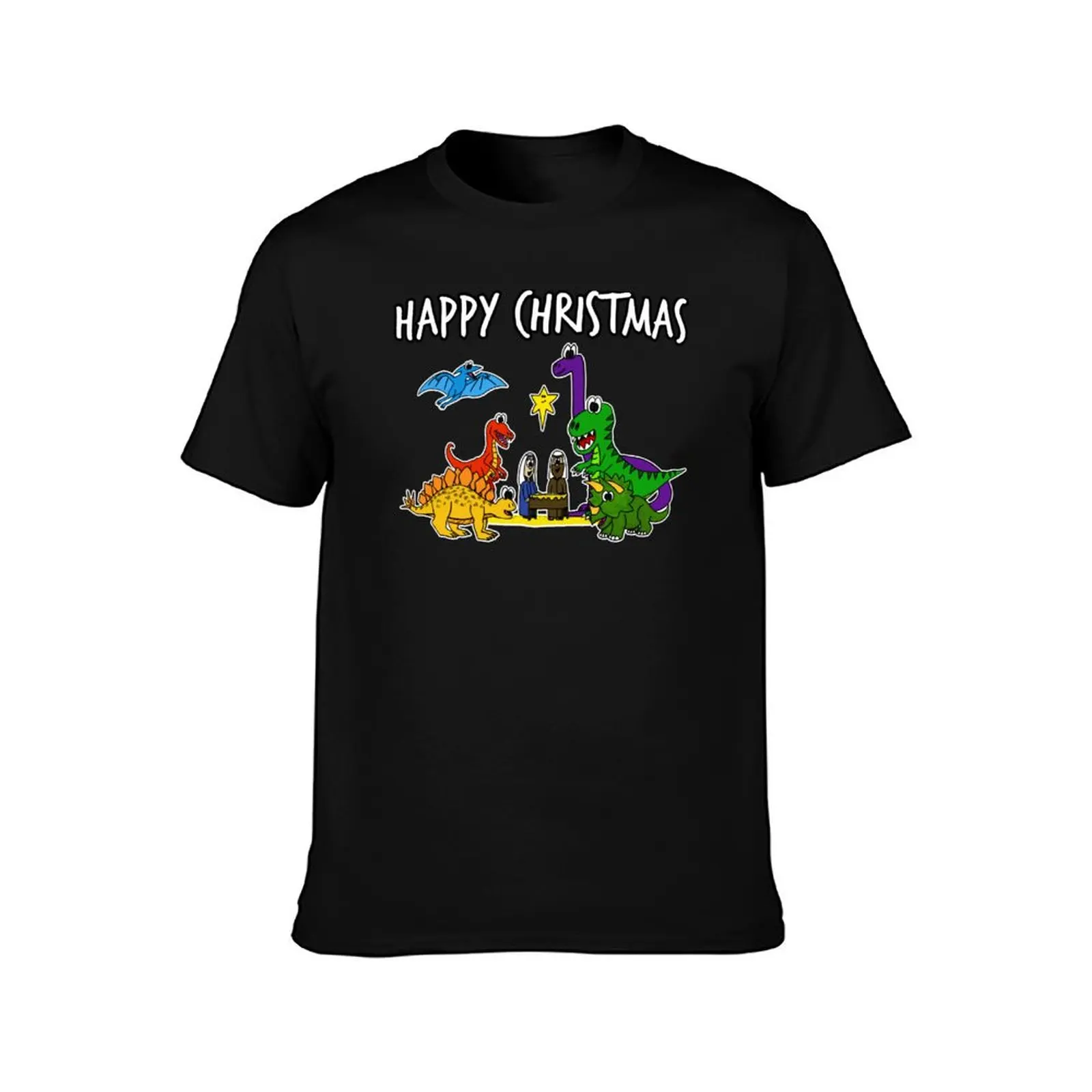 Dinosaur Christmas Nativity Church Xmas Funny T-Shirt Comfortable Workout Short Sleeve Shirt T-Shirt