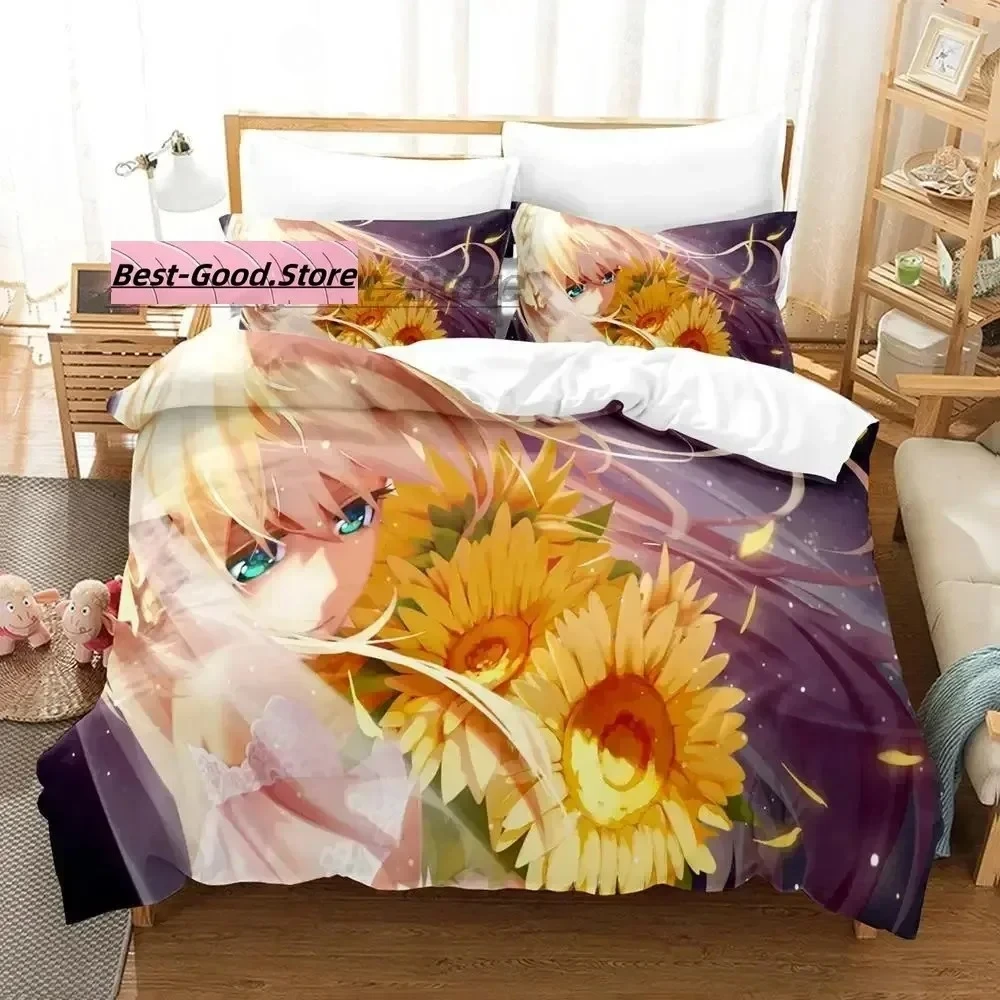 Violet Evergarden Bedding Set Single Twin Printed Bed Set With Pillowcase Duvet Cover Soft Single Double Queen Super King Size