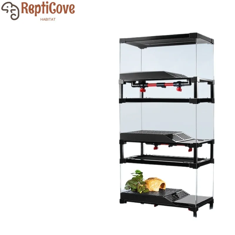 

Semi Aquatic Turtle Tank with Moisture Retention Design,Low Water Level Breeding Box with Edge Platform and Balcony for Turtle