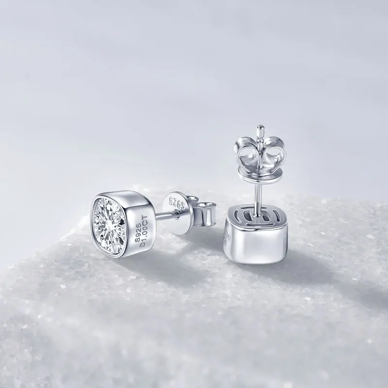 

RAPRGOLD 1,0 карата, простые серьги-гвоздики с муассанитом для женщин, серьги-гвоздики из стерлингового серебра S925, ювелирные изделия, подарки