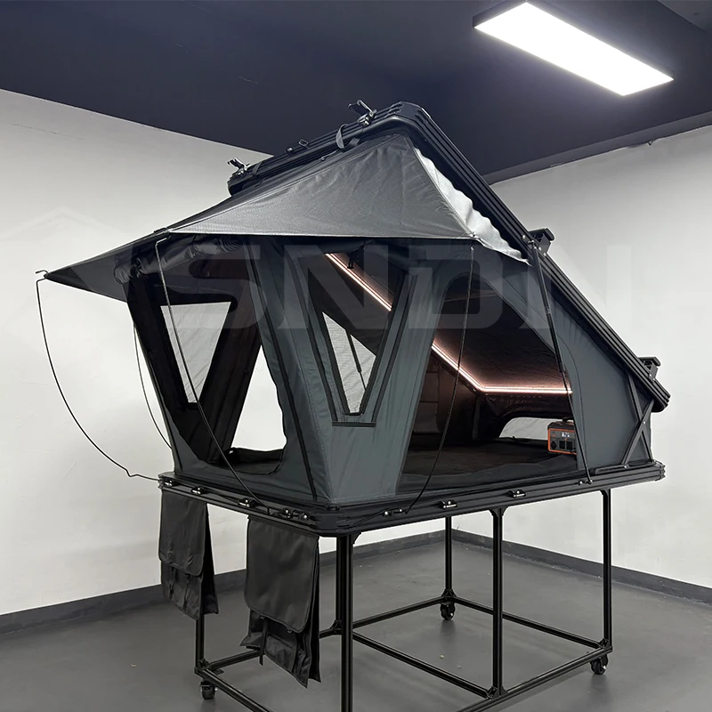 

Camping Aluminum X Frame Roof Top Tent 4 Seasons Camper Top Roof Tent Hard Shell X Hinge Rooftop Tent for Car