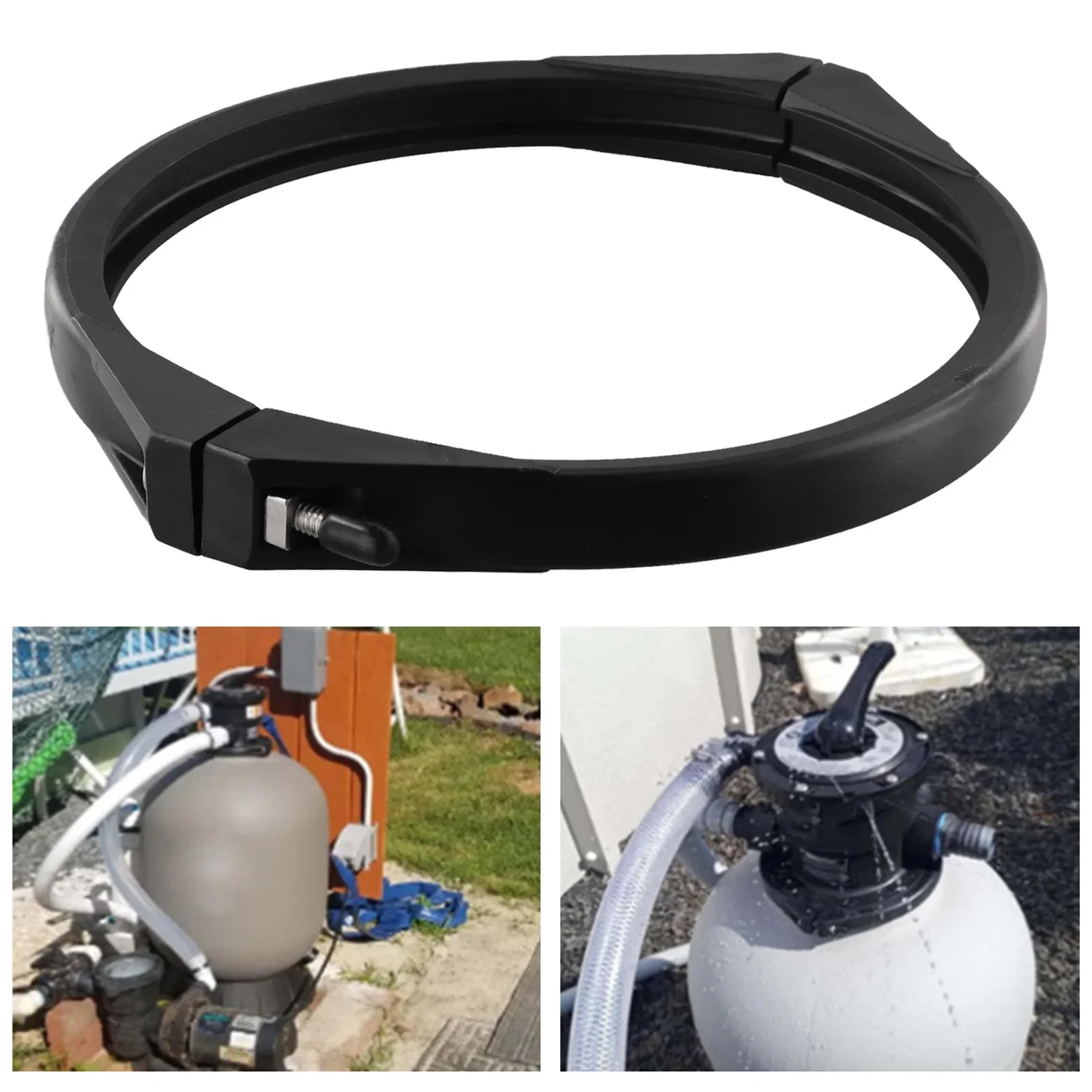 

Clamp Ring Belt Black Swimming Pool Parts Safe And Stable Stable Connection Best Performance Easy Installation