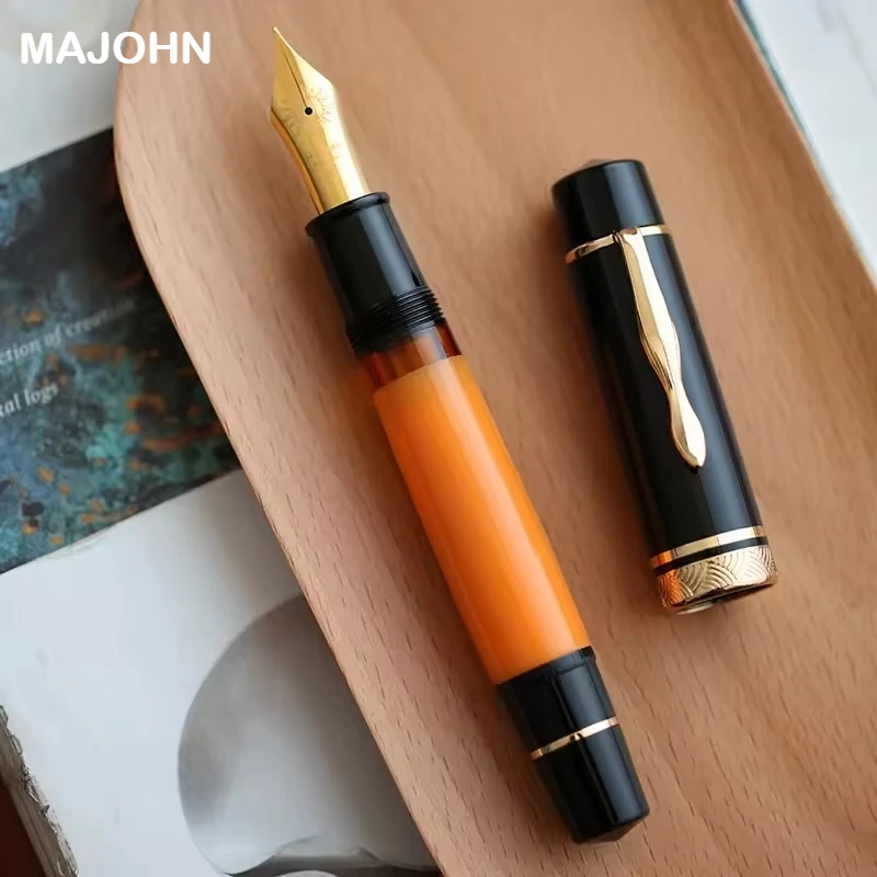 

Majohn P139 Piston Resin Fountain Pen Large Capacity #8 F/M All Brass Piston System Gift Writing Pen Stationery School Supplies