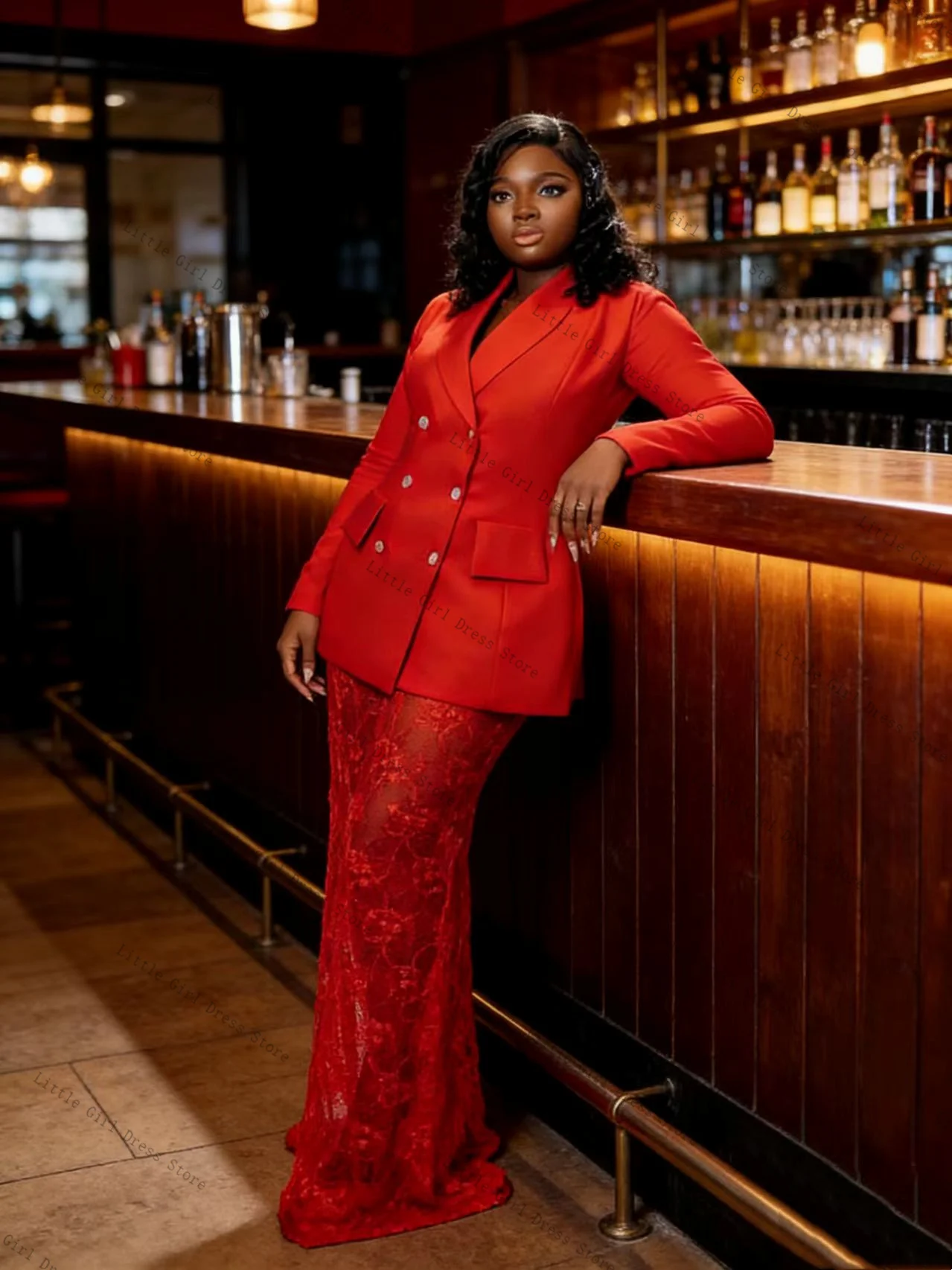 

2 Piece Red Women Suit Skirt Set Blazer Prom Dress Lace Cotton Formal Office Lady Jacket Prom Wedding Bride Coat Customized