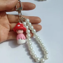 Mushroom Cute Cartoon Pearl Keychain Female Pendant Pumpkin Head Keychain