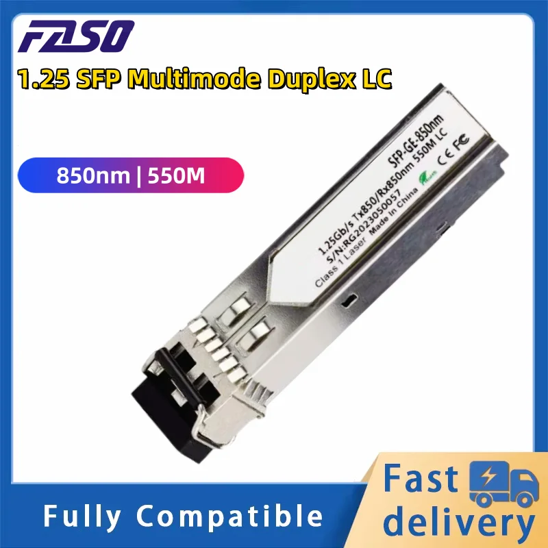 

1.25G 850nm 550m Fiber Optical SFP Transceiver Module Gigabit Multimode Duplex LC DDM Compatible with SFP Cisco/Mikrotik Switch