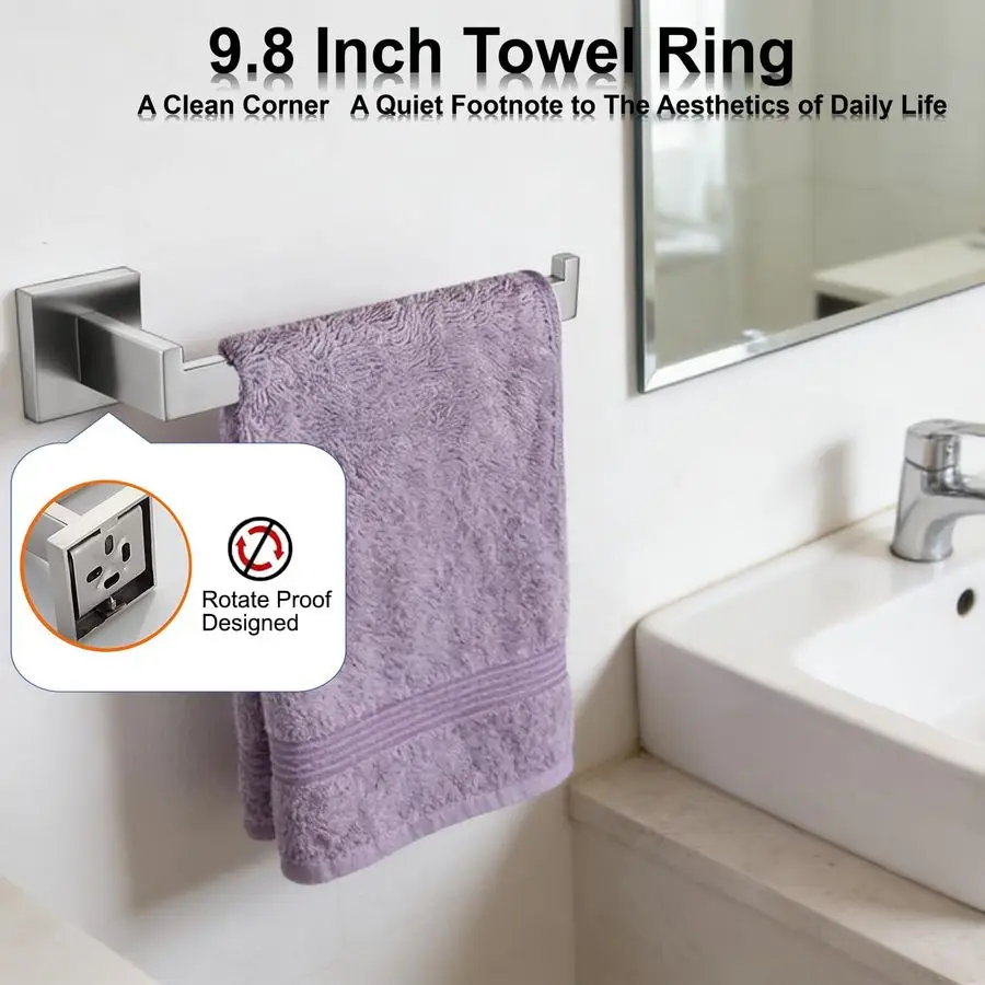 مجموعة الأجهزة 10 قطع من إكسسوارات الحمام المصنوعة من النيكل المصقول SUS304 مجموعة شريط المناشف تتضمن شريط منشفة 2 حامل منشفة 24 بوصة 2 T