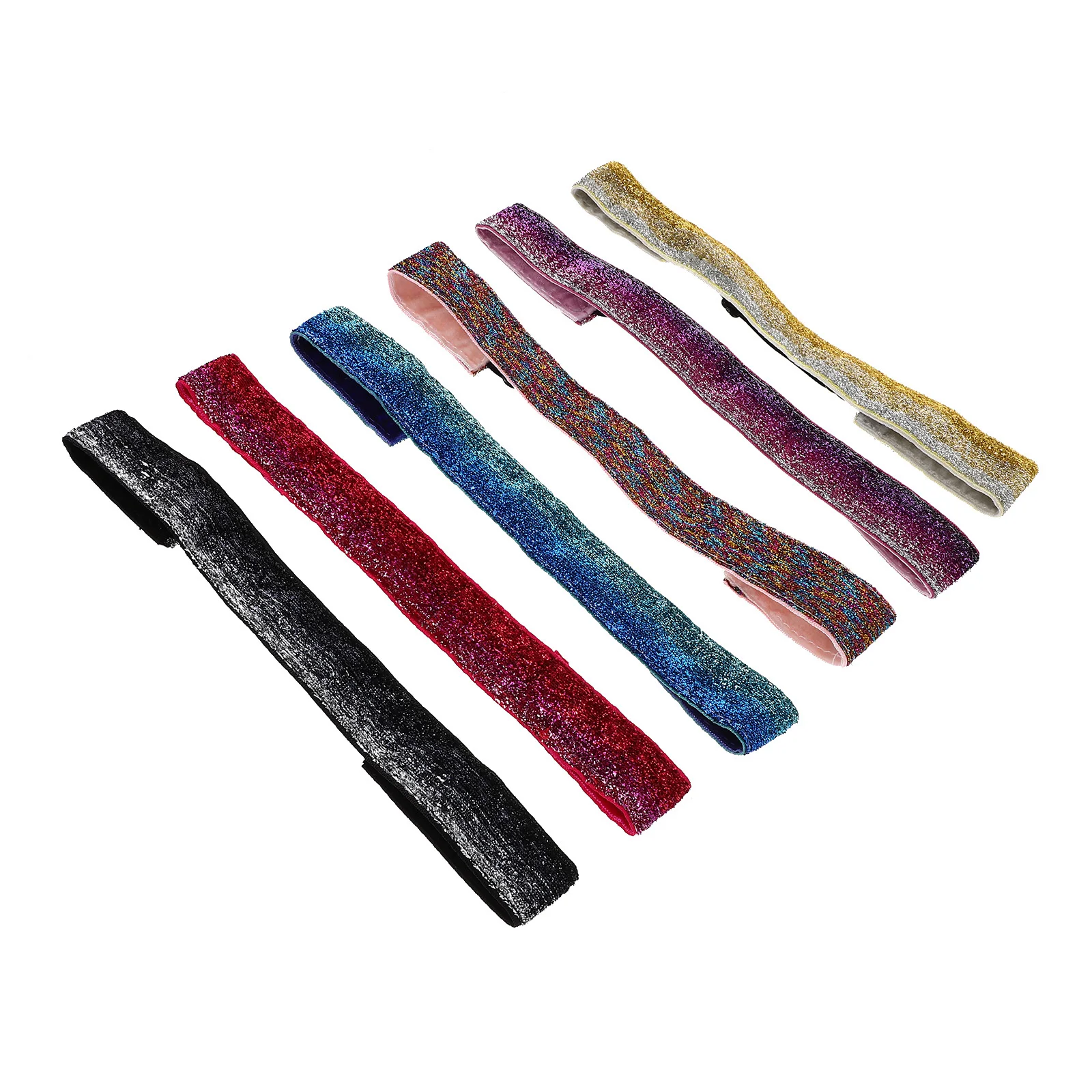 

6Pcs Glitter Sport Headbands Women Yoga Sweatproof Non-Slip Elastic Sparkly Hair Accessories Sweat Headband Fabric Hair Headband