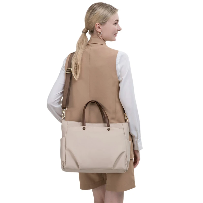 Bolso de mano de hombro para ordenador portátil para mujer, maletín anticolisión grueso, bolso de mano Oxford de gran capacidad a la moda Simple de alta calidad