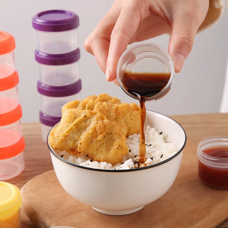 4Pcs 35ml Salad Dressing Containers To Go Plastic Twist Top Sauce Condiment Container With Lid Lunch Box Accessories^..