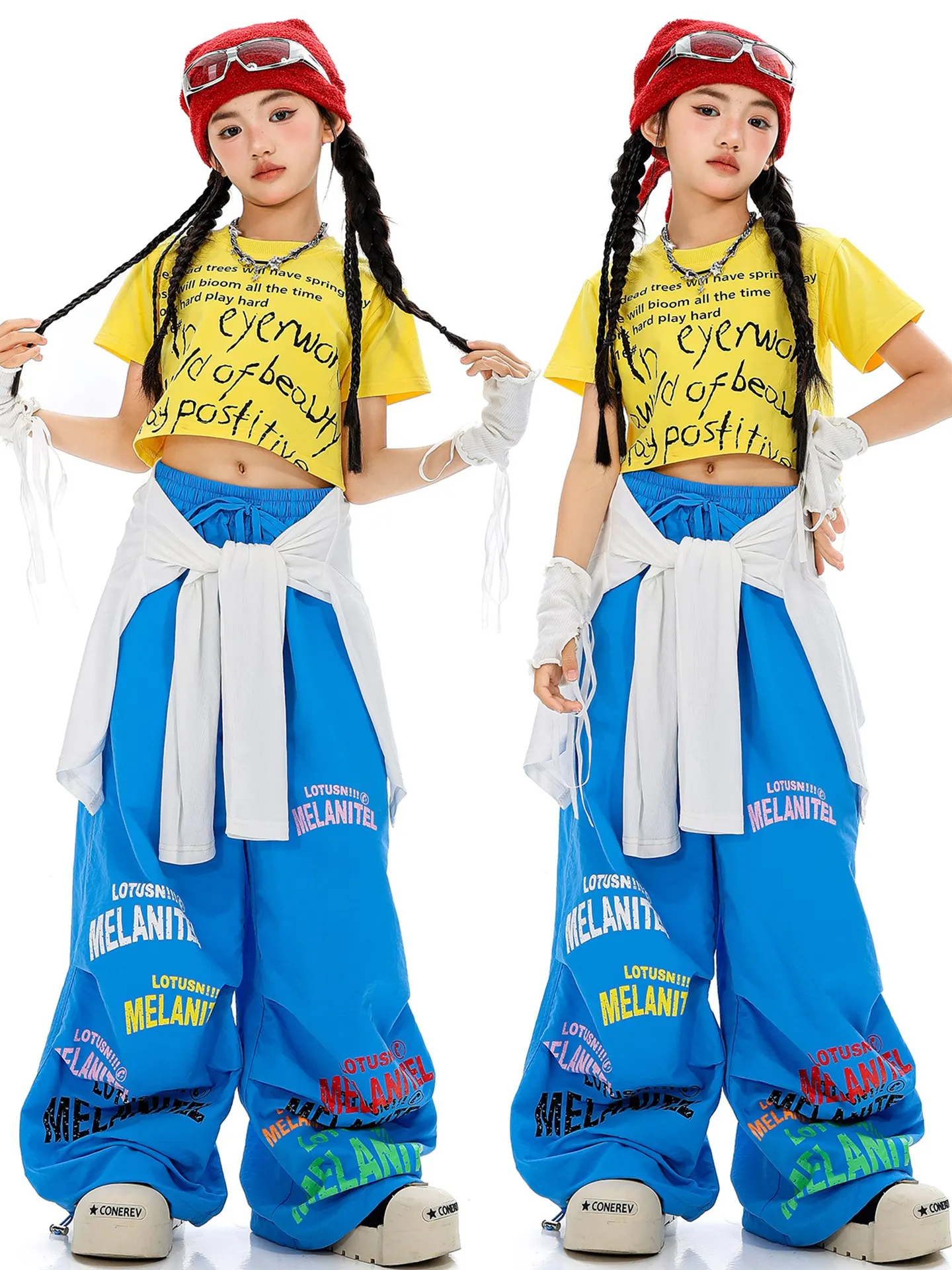 Dopamine Girls Hiphop Group Jazz Dance Performance Clothes Loose Short Sleeve Top Pants Street Dance Costumes Wear DQL11201