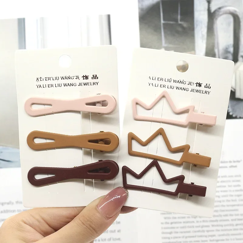 Coffee color cute Snap Hair Clips for Girls Clip Pins BB Hairpins Color Metal Barrettes for Baby Children Styling Accessories