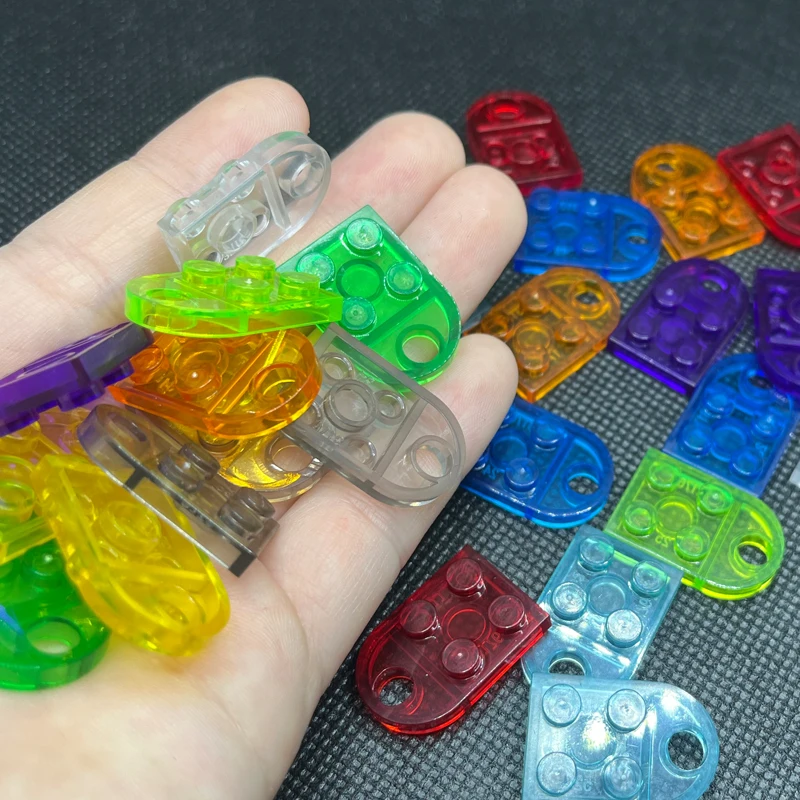 10 Color Transparent Coupling Plate 2x3 with Rounded End Building Block Brick MOC Part DIY Heart Key Ring Necklace Toy 60pcs/Lot