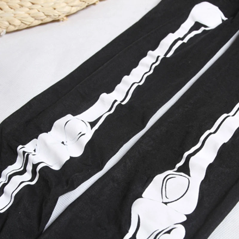 Fashion Skeleton Women Leggings Cosplay Sexy Elastic Skinny Pants Holloween Sock