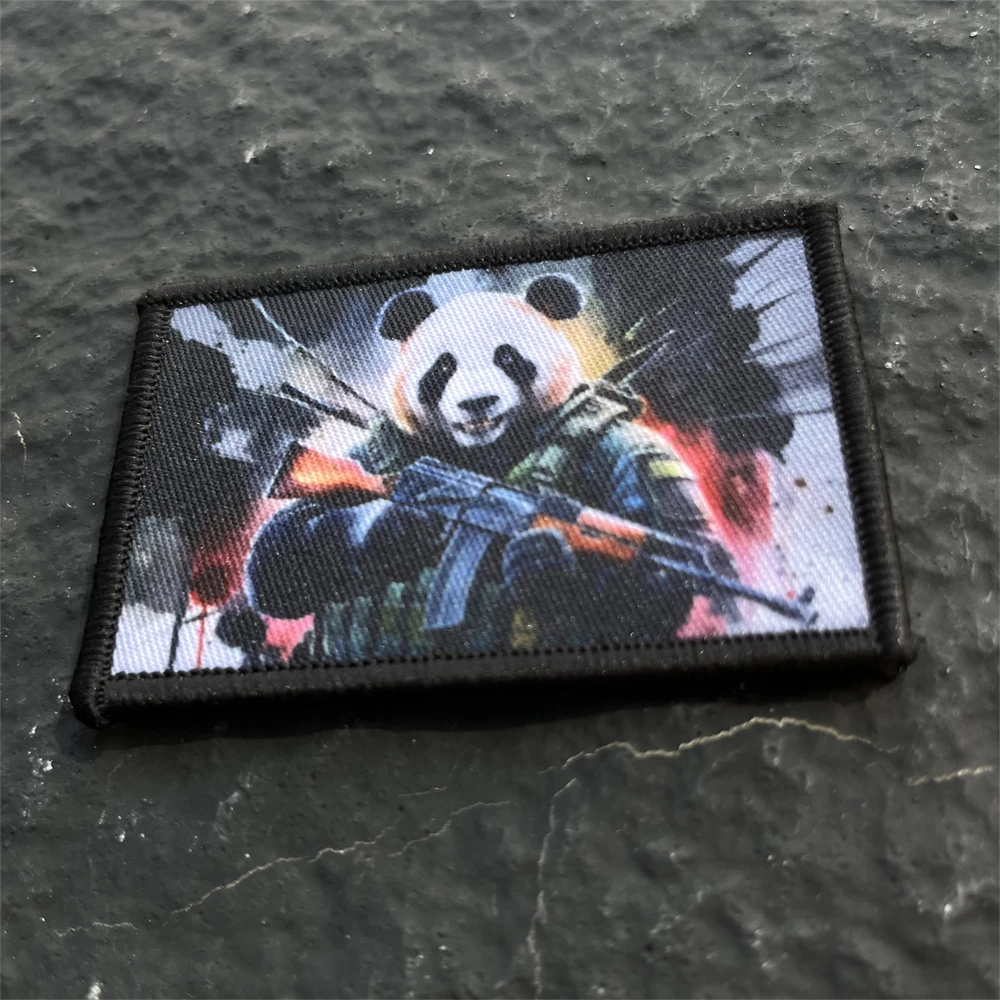 Parche táctico de Panda AK47, insignia de moral Airsoft, brazalete militar impreso, parches de gancho y bucle para ropa, pegatina de mochila