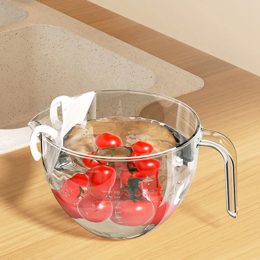 

Kitchen Rice Strainer Bowl Large Capacity Nonslip Handle Drainer Fruit Vegetable Washer Rice Strainer Practical Draining Bowl
