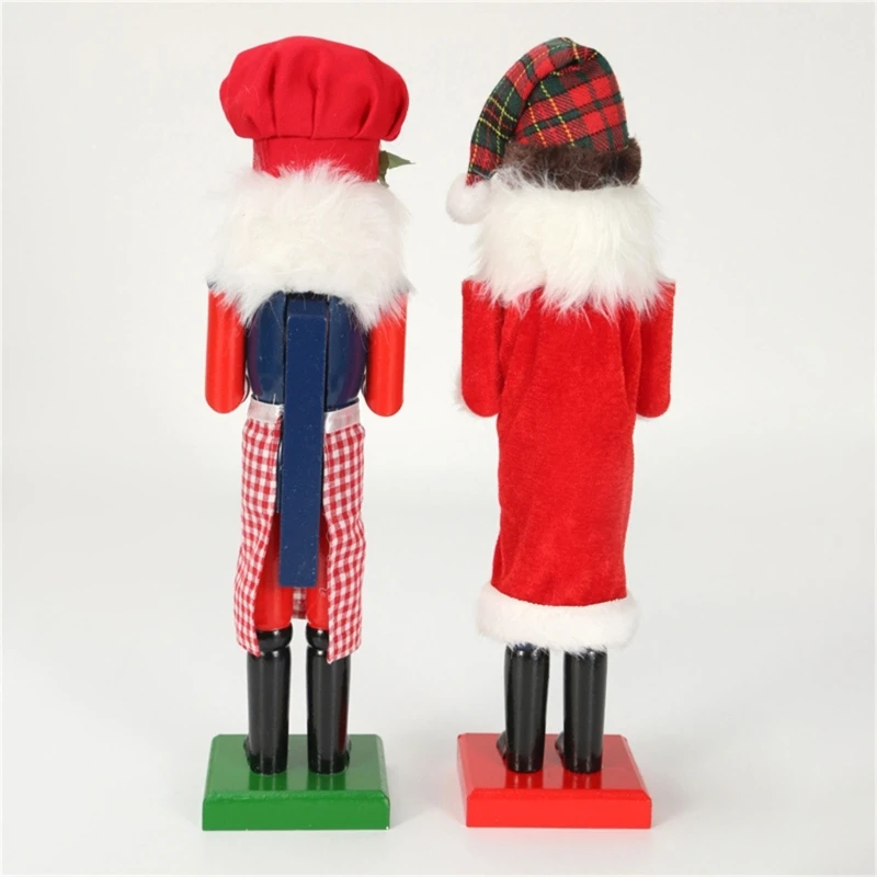 38cm Christmas Nutcrackers Soldier Baker Puppet Figurine for 2023 New Year Gift A0KF