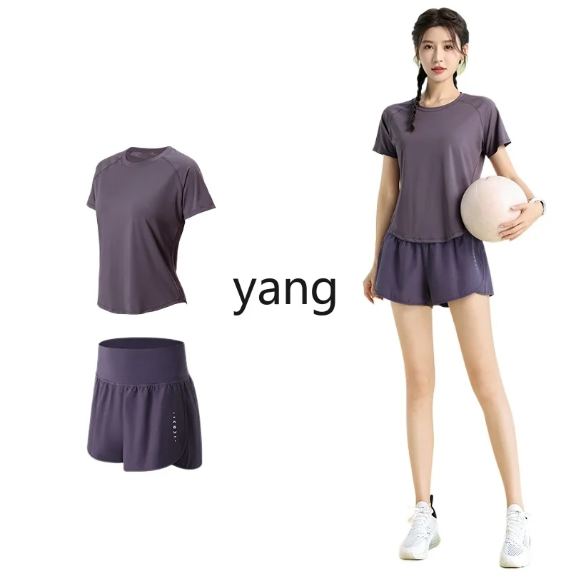 LMM quick-drying sports suit women's summer thin breathable professional fitness clothes short sleeves