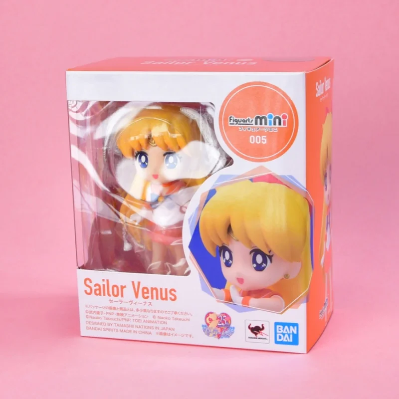 

Bandai Genuine 9Cm Figuarts mini Sailor Venus Action Figure Sailor Moon Toys For Kids Gift Collectible Model Ornaments