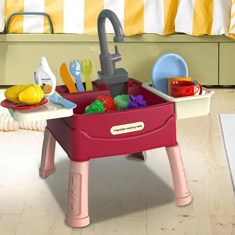 Kids Play Sink Toys com água corrente, Brinquedo para pia de água para crianças, Ciclo automático da água