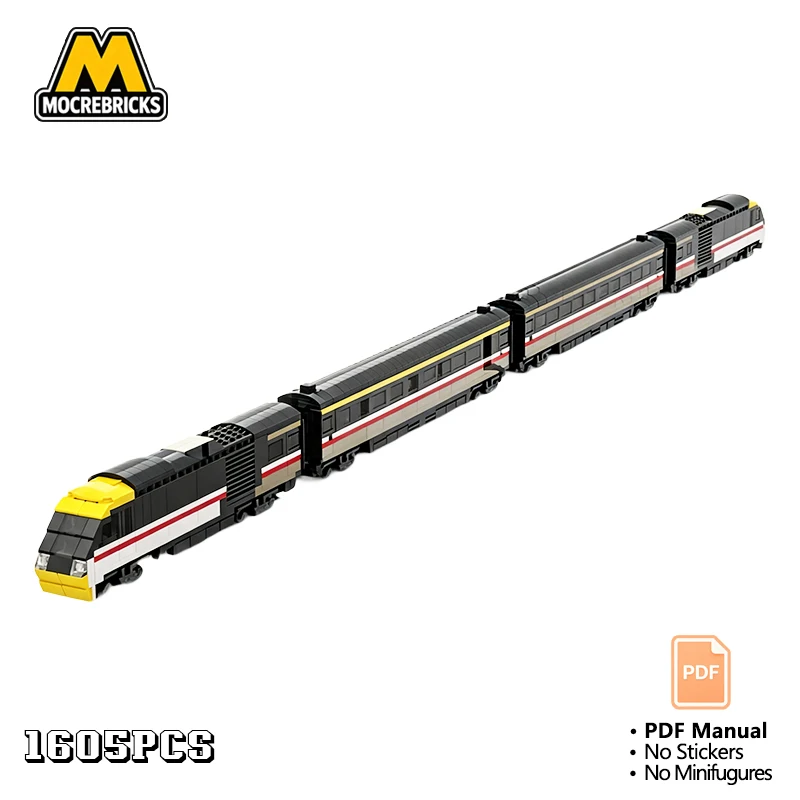 MOC Modern 4 Carriage EMU Commuter Train Building Blocks Intercity Passenger Locomotive Model Track Extension Toy Adult Gift