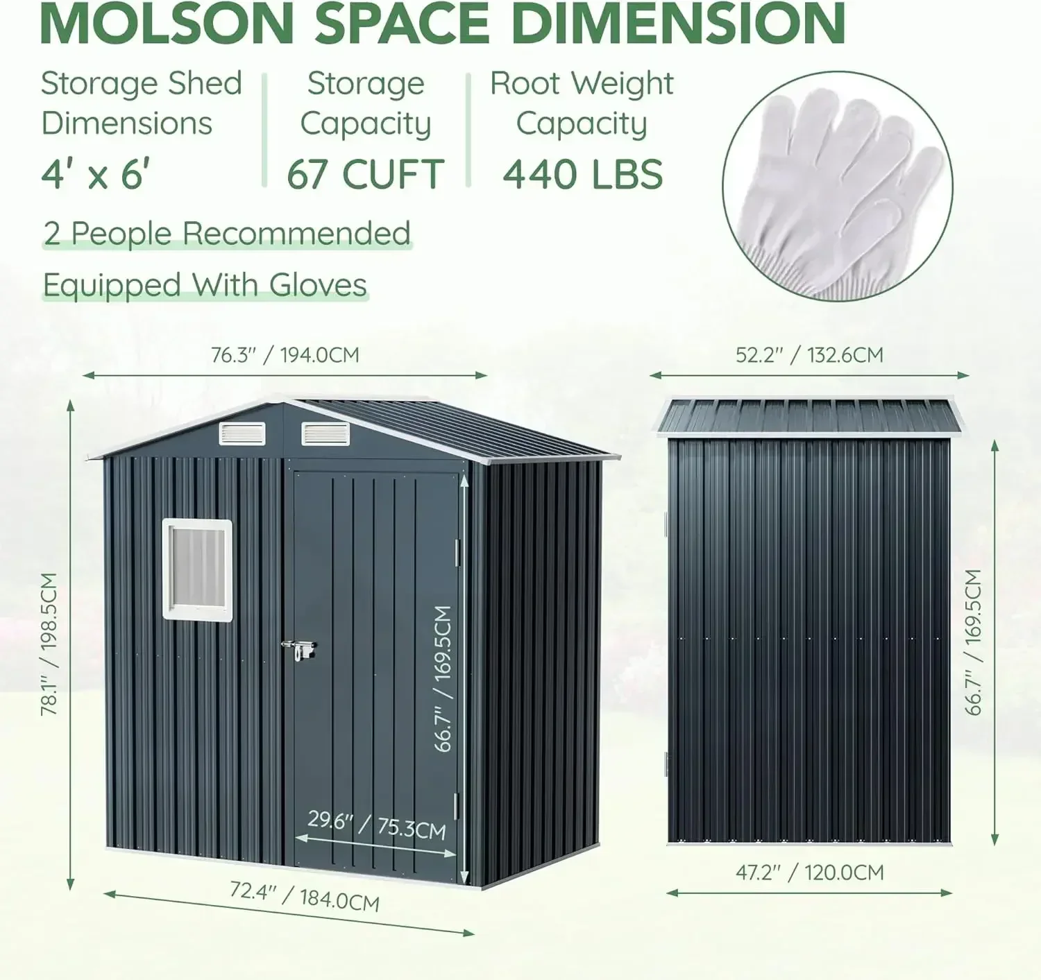 

[Discounted Price, Hot Sale!]x4FT Outdoor Steel Storage Shed with Clear Window, Lockable Doors, Weather-Resistant Metal Tool She