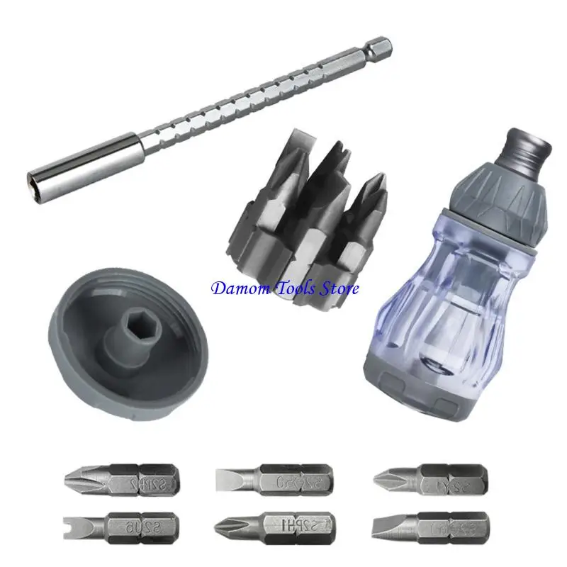 

57BE Interchangeable Bit Ratcheting Screwdriver 6 in 1 Tip Steel